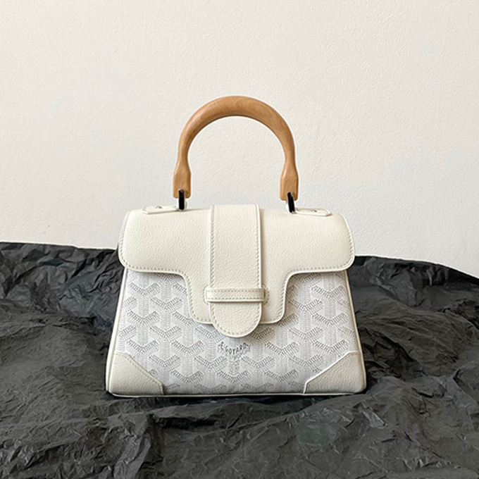 goyard saigon mini soft leather wooden handle crossbody hand bag